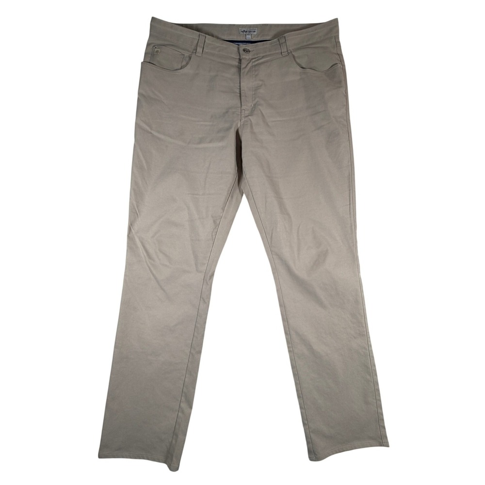 Peter Millar Mens 38x32 Performance Five Pocket Pants Golf Khaki Tan Beige